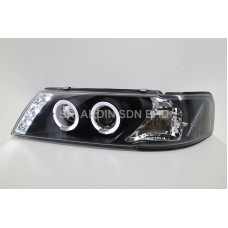 Nissan Sentra B14 95-98 Black Projector Head Lamp with Ring